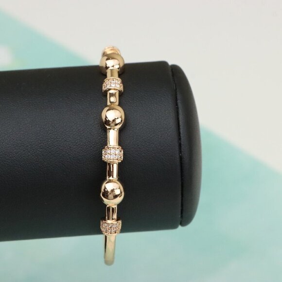 Elegant Rose Gold Bangle with Beaded Design and Sparkling Accents, XPBL0465 - Picture 6 of 12
